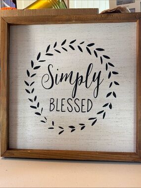 NWT-Ashland Simply Blessed Wall Sign - Black on White with Wood Frame